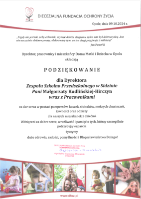 zdjęcie do
														 artykułu: Podziękowania dla Szkoły