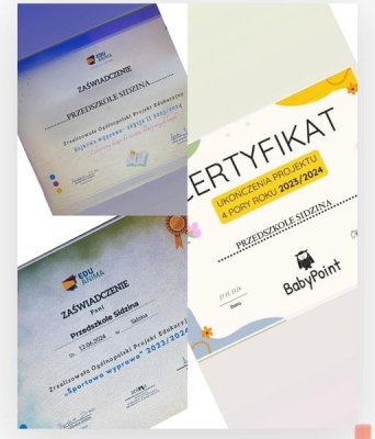 zdjęcie do
														 artykułu: Certyfikaty - ukończenie projektów: Bajkowa Wyprawa, Sportowa Wyprawa, Cztery Pory Roku. 